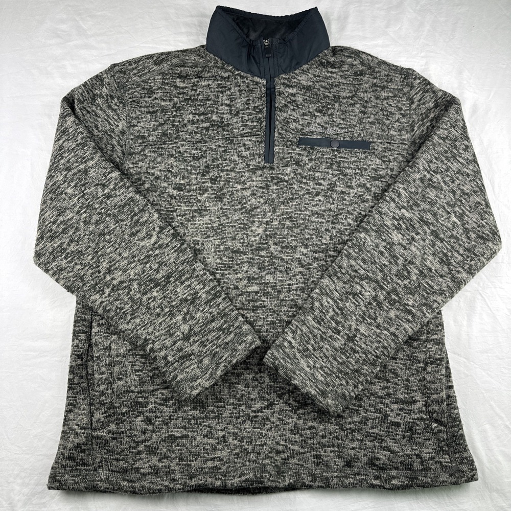 Eddie Bauer Mens Fleece Quarter 1/4 Zip Pullover Sweater Size M Pattern Jacket